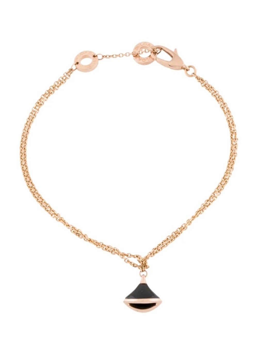 Bulgari Gold Chain Bracelet with Black Onyx Charm